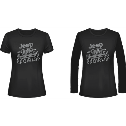 Jeeper Girl Rhinestone Tee Black, Short or Long  Sleeve 1