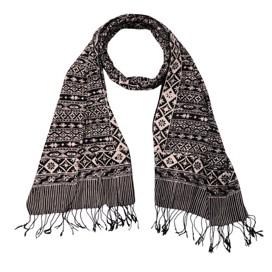 Hand Dyed Batik Scarf, 100% Cotton Fabric, Black White, Geometric