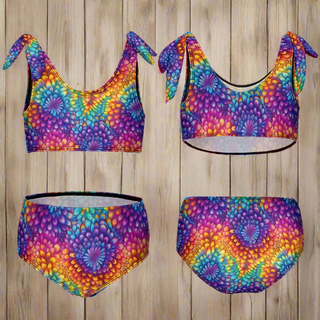 Girls Strappy Two-Piece Swimsuit 🌴 Color Splash Bikini
