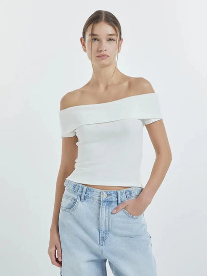 Kristy Tube Top Sexy T-shirt Off-shoulder