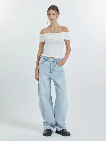 Kristy Tube Top Sexy T-shirt Off-shoulder