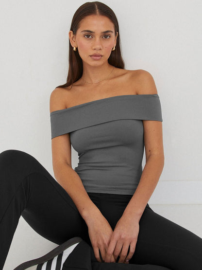Kristy Tube Top Sexy T-shirt Off-shoulder