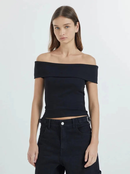Kristy Tube Top Sexy T-shirt Off-shoulder