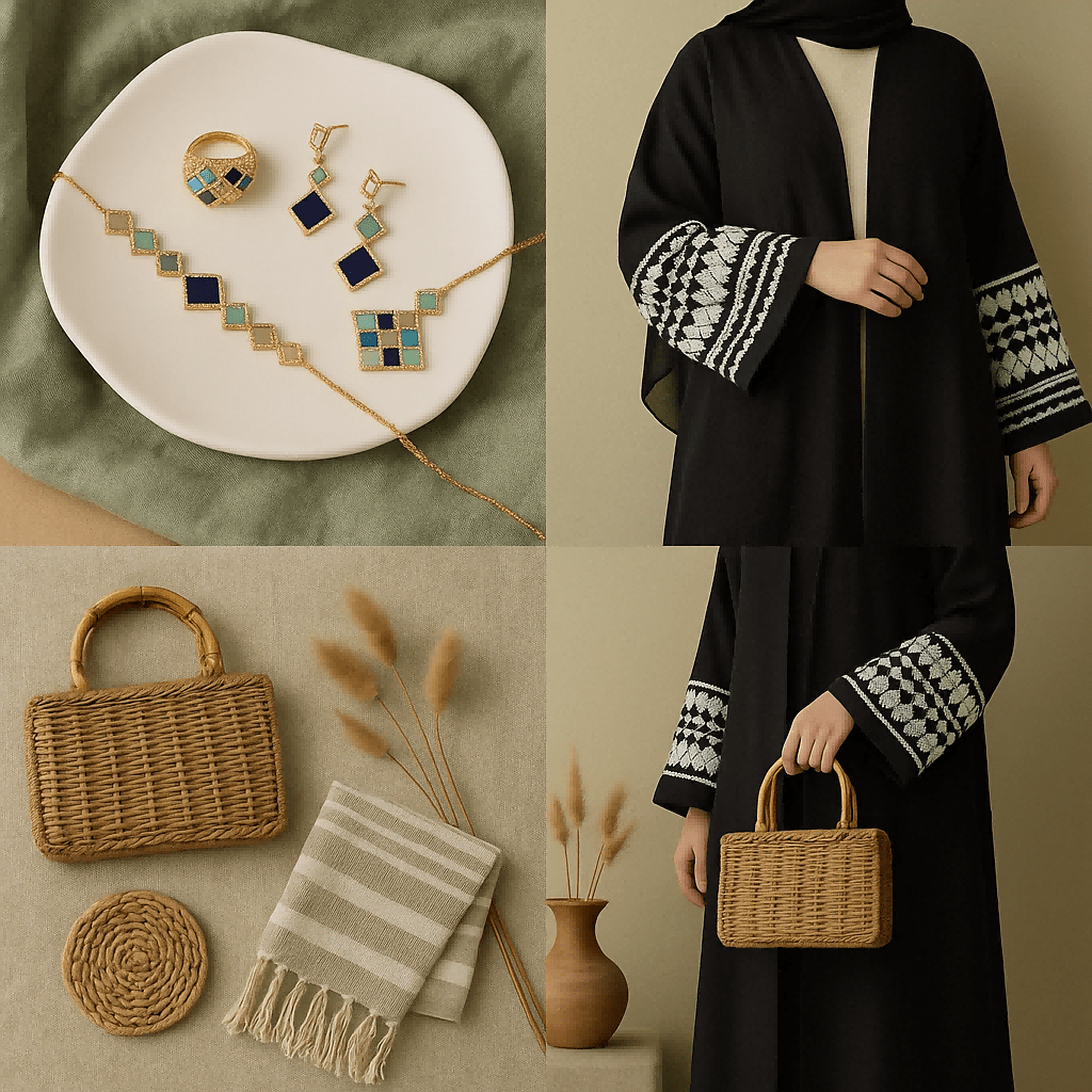 Celeste Geometric Gemstone Jewelry Set | Islamic Blue Stone Jewelry Set (MAC253)