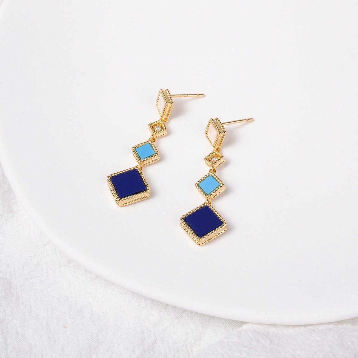 Celeste Geometric Gemstone Jewelry Set | Islamic Blue Stone Jewelry Set (MAC253)