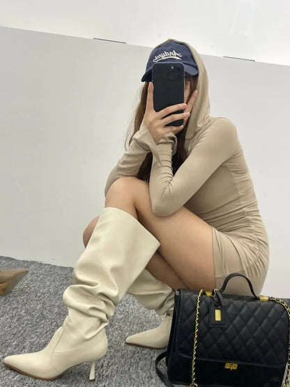 New Style Pointed Toe Skinny Stiletto Tube Boots