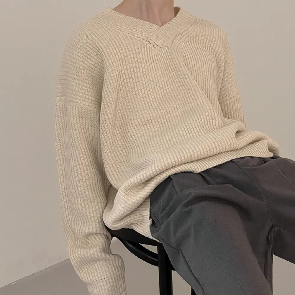 Men's Long Sleeve V-neck Fashion Sweater