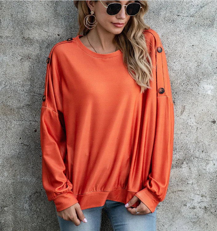 Long-Sleeved Solid Color Women's T-Shirt