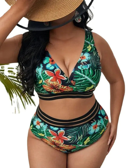Women's Plus Size High Waist Bikini Swimwear