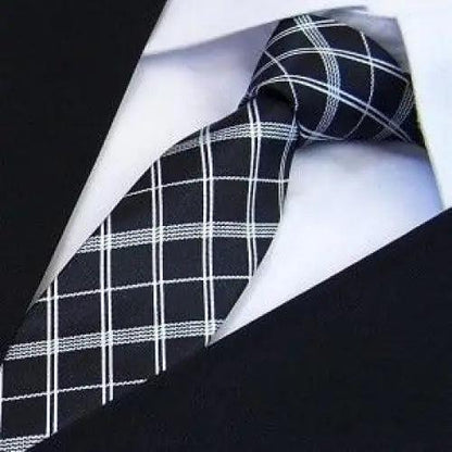Modern Black And White Men Necktie Casual Business Meeting Formal Polyester Skinny Slim Necktie