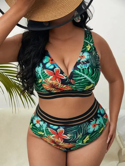 Women's Plus Size High Waist Bikini Swimwear