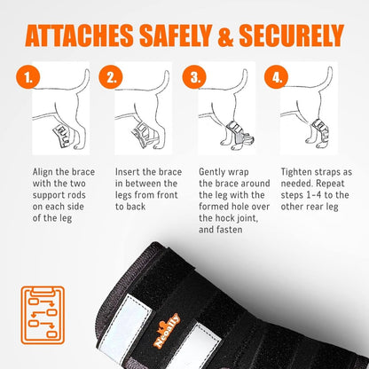 NeoAlly Dog Rear Leg Hock Brace with Safety Reflective Straps for Large Dogs [Long Version]