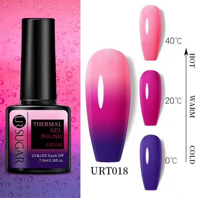 New 2022 Pink Blue Gel Nail Polish UV Color Changing Elegant Luxury Glossy Nail Design For Womens