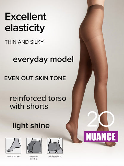 Tights Conte Nuance 20 Den - Reinforced Shorts