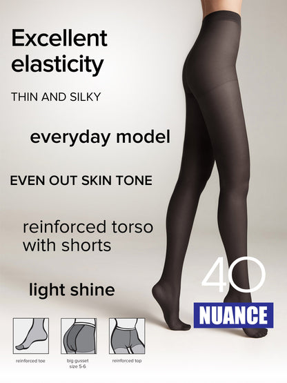 Tights Conte Nuance 40 Den - Reinforced Shorts