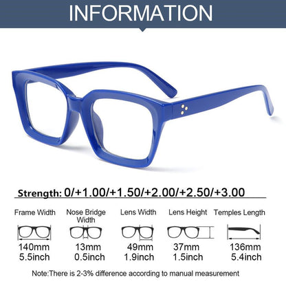 Oversized  Square Reading Glasses  For Men Women Portable Large Frame High Definition Computer Gaming Eyeglasses Eye Protection Eyewear Diopter 0~+ 3.00