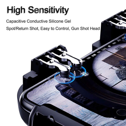 Perfect 6 Finger All-in-One Mobile Game Triggers Controller For Smartphones Mobile Along With Cooling Fan