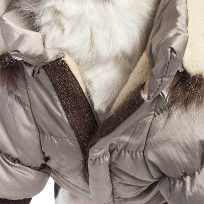 Pet Life ® Classic Metallic Fashion 3M Insulated Dog Coat Parka  w/ Removable Hood