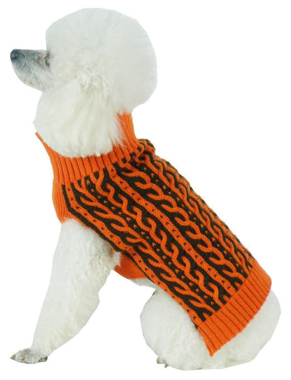 Pet Life ® 'Harmonious' Dual Color Weaved Heavy Cable Knitted Fashion Designer Dog Sweater