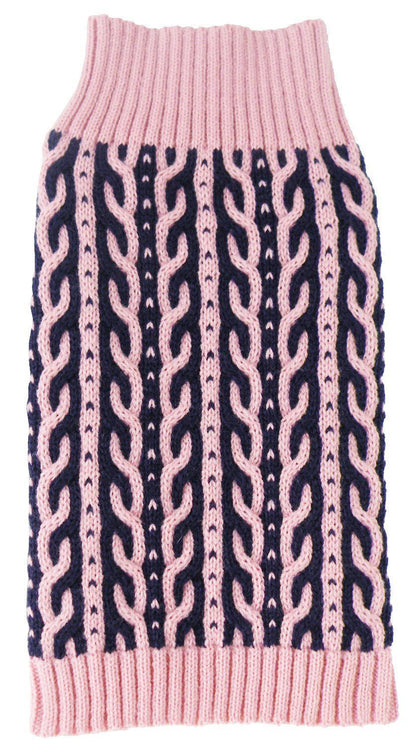 Pet Life ® 'Harmonious' Dual Color Weaved Heavy Cable Knitted Fashion Designer Dog Sweater