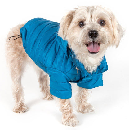 Pet Life ® Lightweight Adjustable and Collapsible 'Sporty Avalanche' Dog Coat w/ Pop-out Zippered Hood