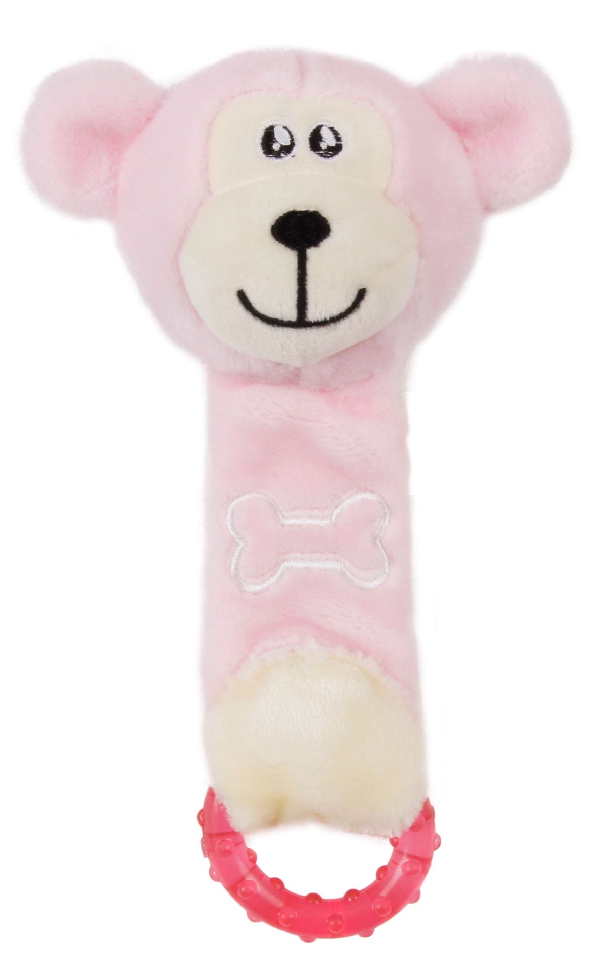 Pet Life ® Moo-Born' Plush Squeaky and Crinkle Newborn Rubber Teething Cat and Dog Toy
