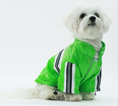 Pet Life ® 'Reflecta-Glow' Reflective Waterproof Adjustable Dog Raincoat Jacket w/ Removable Hood