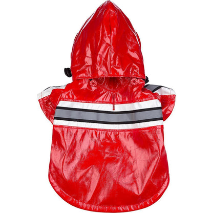 Pet Life ® 'Reflecta-Glow' Reflective Waterproof Adjustable Dog Raincoat Jacket w/ Removable Hood