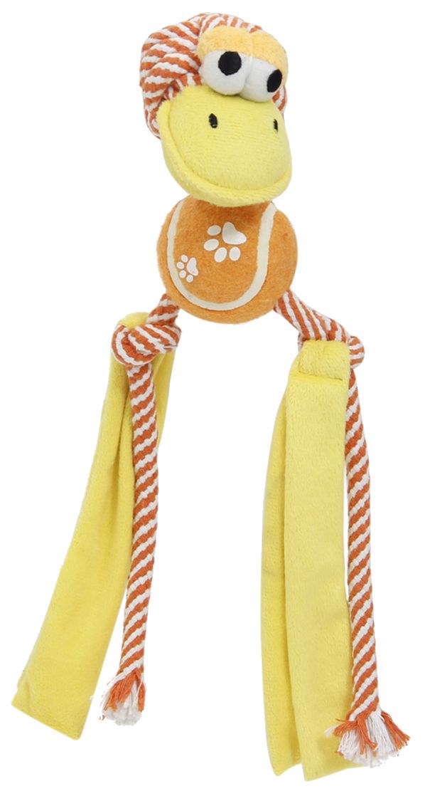 Pet Life ® 'Tennis Pawl' Rope  Squeaker and Crinkle Tennis Dog Toy