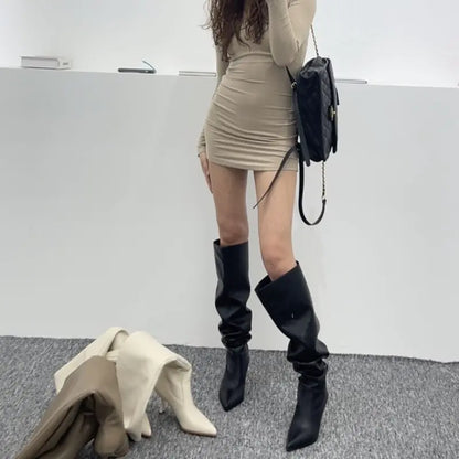 New Style Pointed Toe Skinny Stiletto Tube Boots