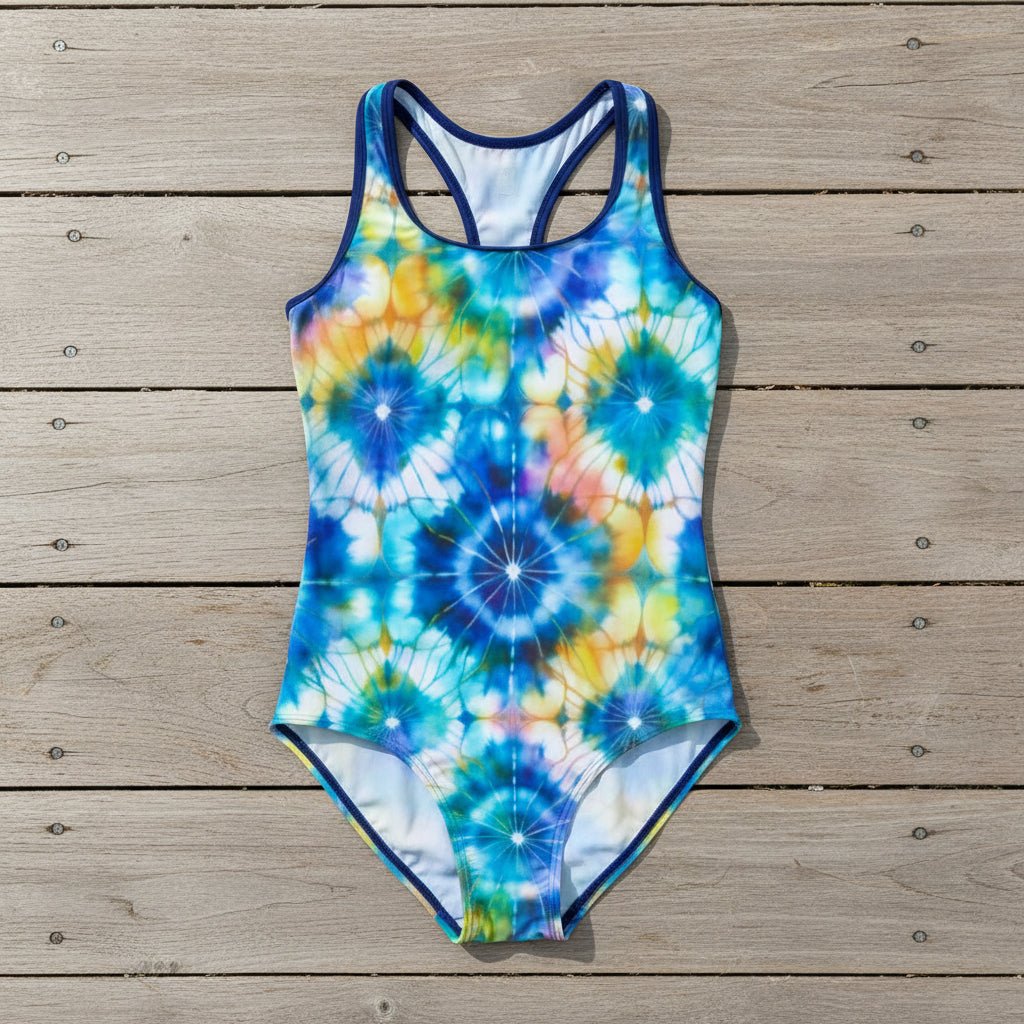 Women's Shibori Tie-Dye Racerback 1 Piece Swimsuit