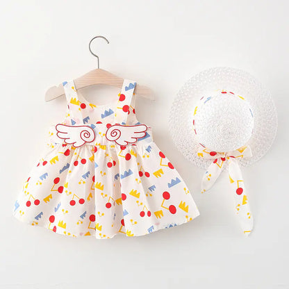 Summer Big Dot Wings Princess Dress with Hat
