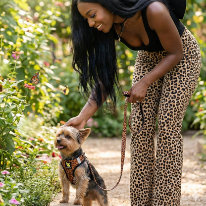 EcoBark Step In Dog Harness - Teacup & Small Breeds- Reflective Soft Mesh Harness for Teacup, Small Dogs and Puppies / Cheetah