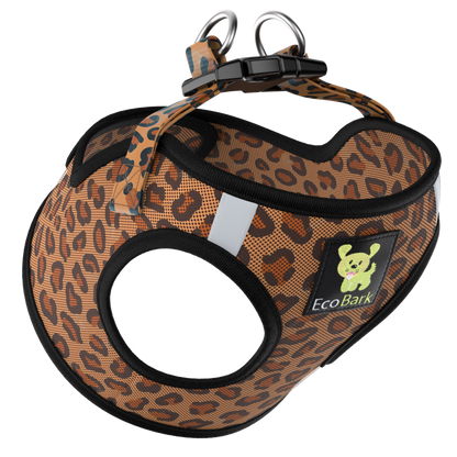EcoBark Step In Dog Harness - Teacup & Small Breeds- Reflective Soft Mesh Harness for Teacup, Small Dogs and Puppies / Cheetah