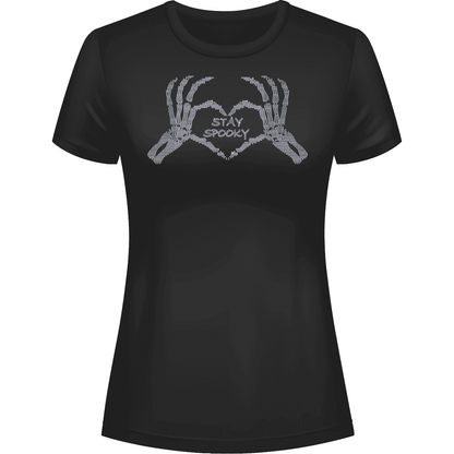 Rhinestone Stay Spooky Tee Shirt Crew Neck, V Neck, Long Sleeve
