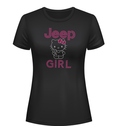 Hi Kitty Jeeper  Rhinestone Tee Short or Long  Sleeve