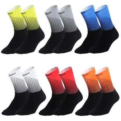 Stylish Fabric Cycling Socks Compression Anti Slip  Breathable Sport Socks For Men And Women  Functional Sports Athletics Breathable Socks