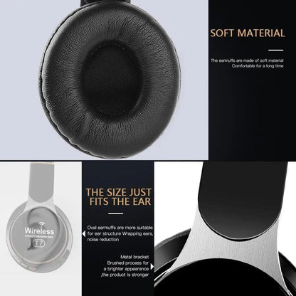 Stylish  Wireless Headphones 3D Stereo Bluetooth Foldable Gaming Headphones With Mic Foldable Lightweight Neckband Headphone For Mobile PC Laptop