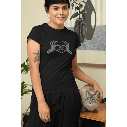 Rhinestone Stay Spooky Tee Shirt Crew Neck, V Neck, Long Sleeve