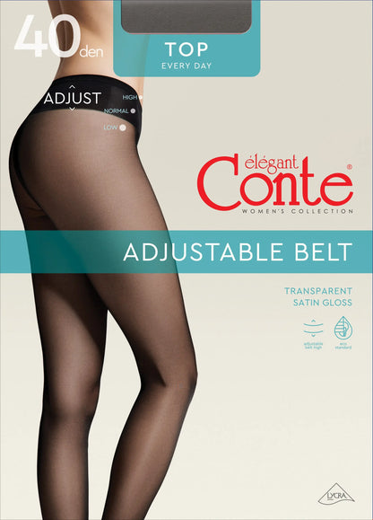 Tights Conte Top 40 Den - Low Waist Adjustable Belt