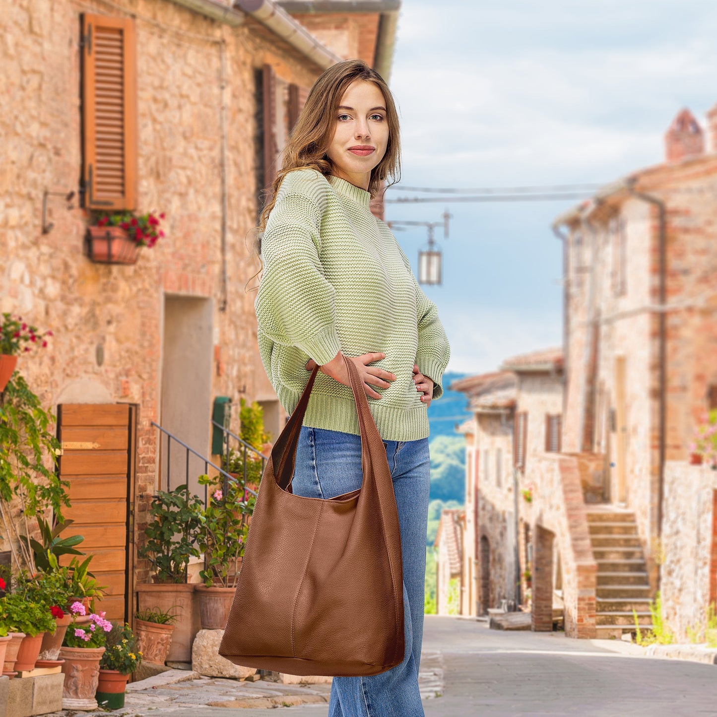 Calf Leather Hobo Bag