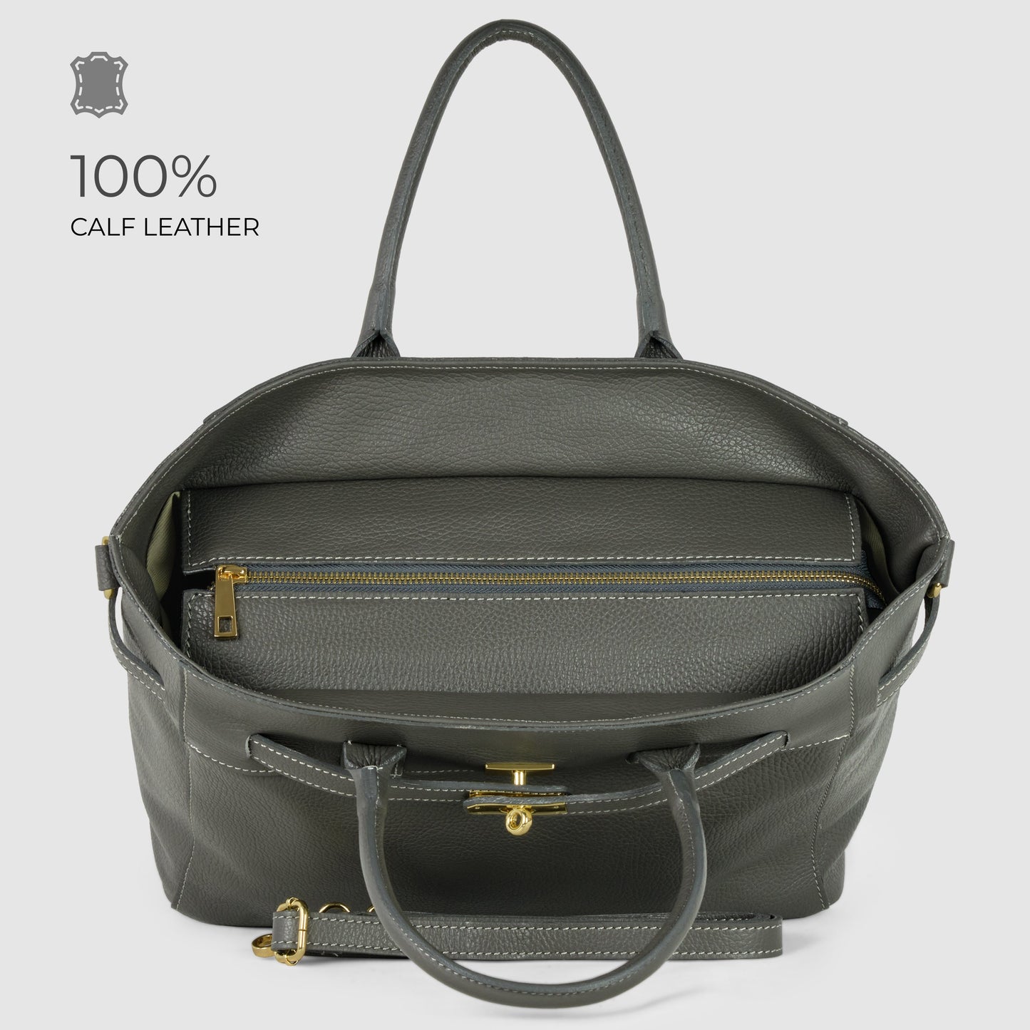 Calf Leather Top-Handle Bag
