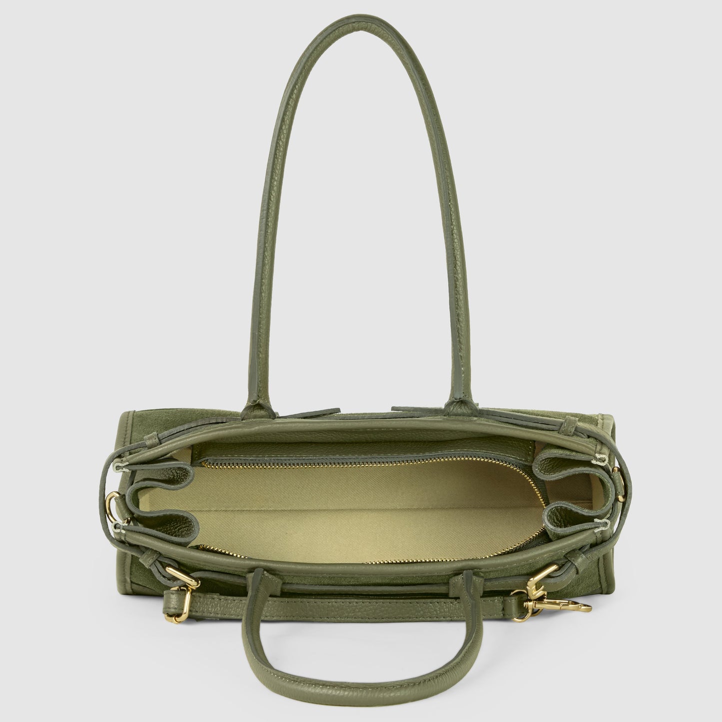 Calf & Suede Leather Top-Handle Bag