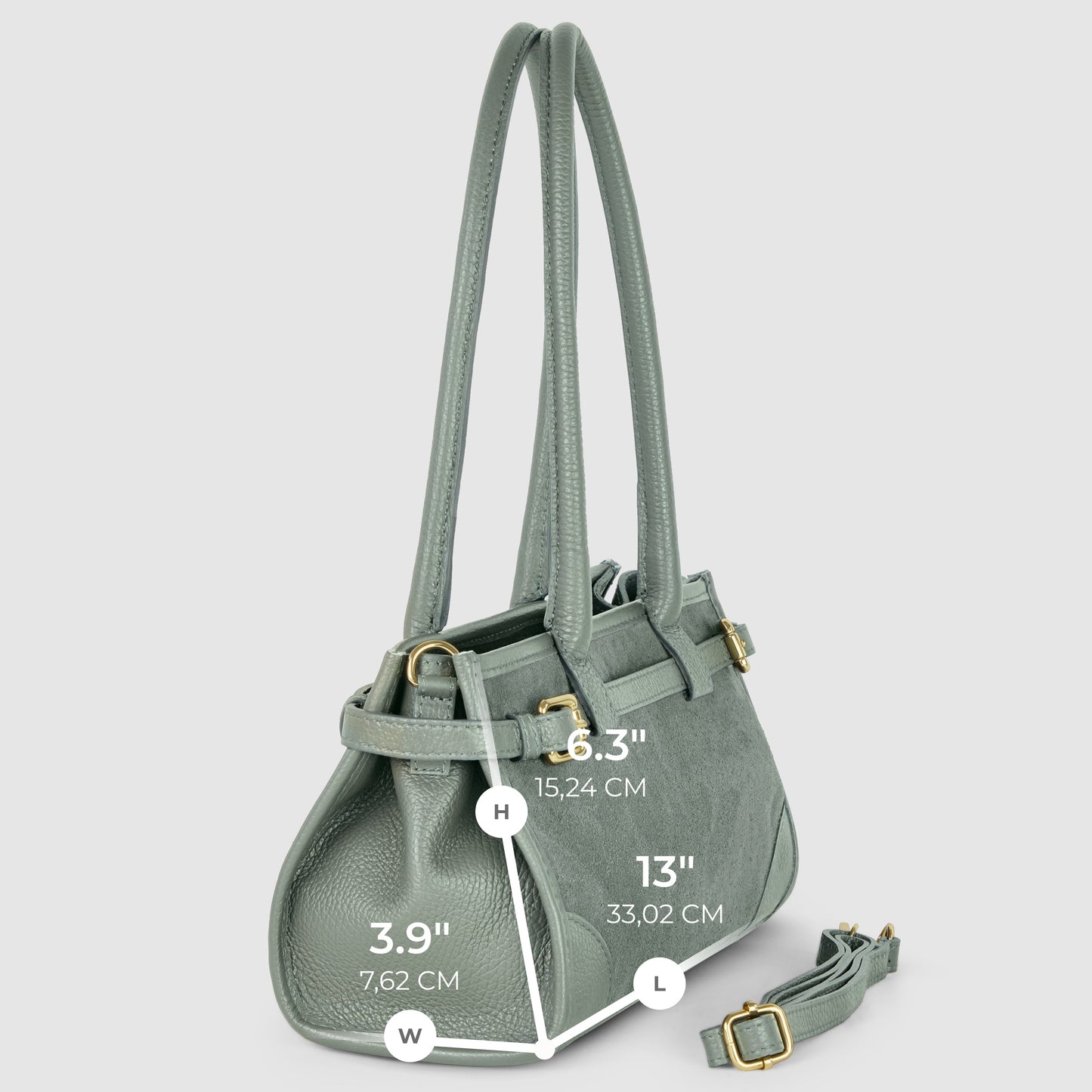 Calf & Suede Leather Top-Handle Bag