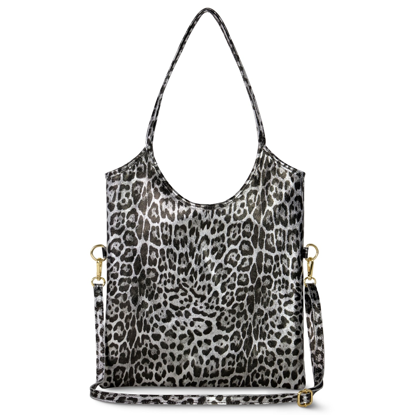 Leopard Metallic Suede Leather Tote Bag
