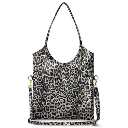 Leopard Metallic Suede Leather Tote Bag