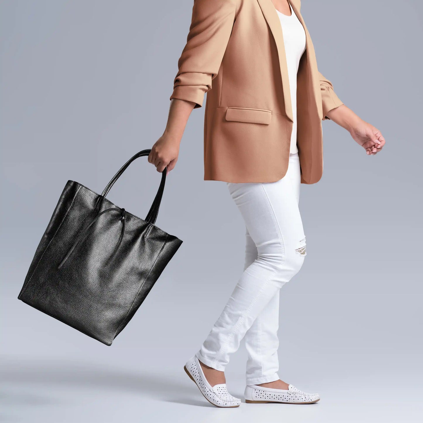 Metallic Calf Leather Tote Bag