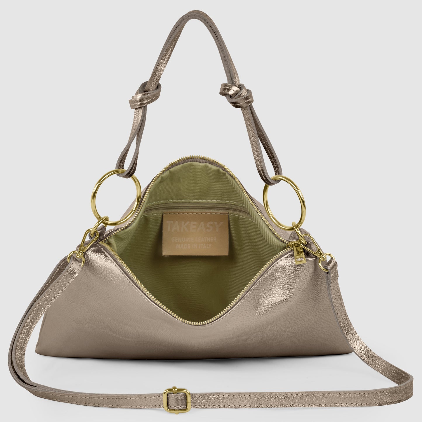 Metallic Calf Leather Shoulder Bag
