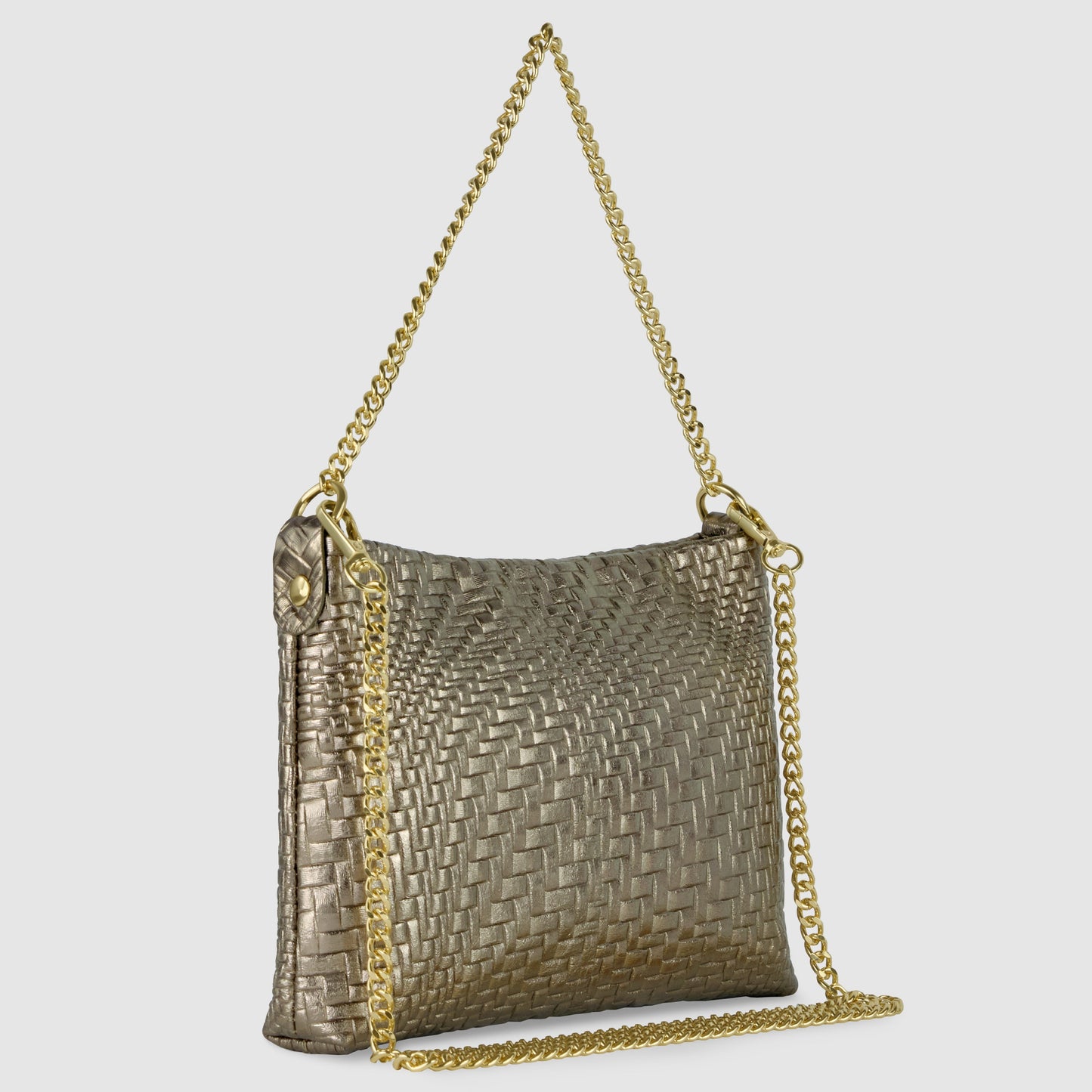 Grid Metallic Suede Leather Crossbody Bag