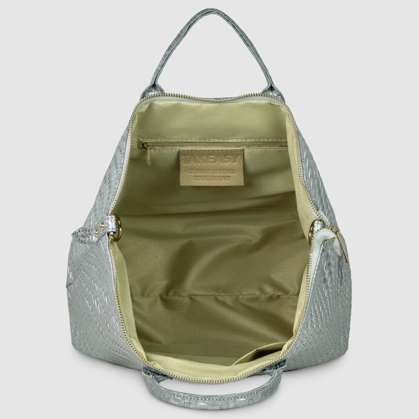 Grid Metallic Suede Leather Top-Handle Bag